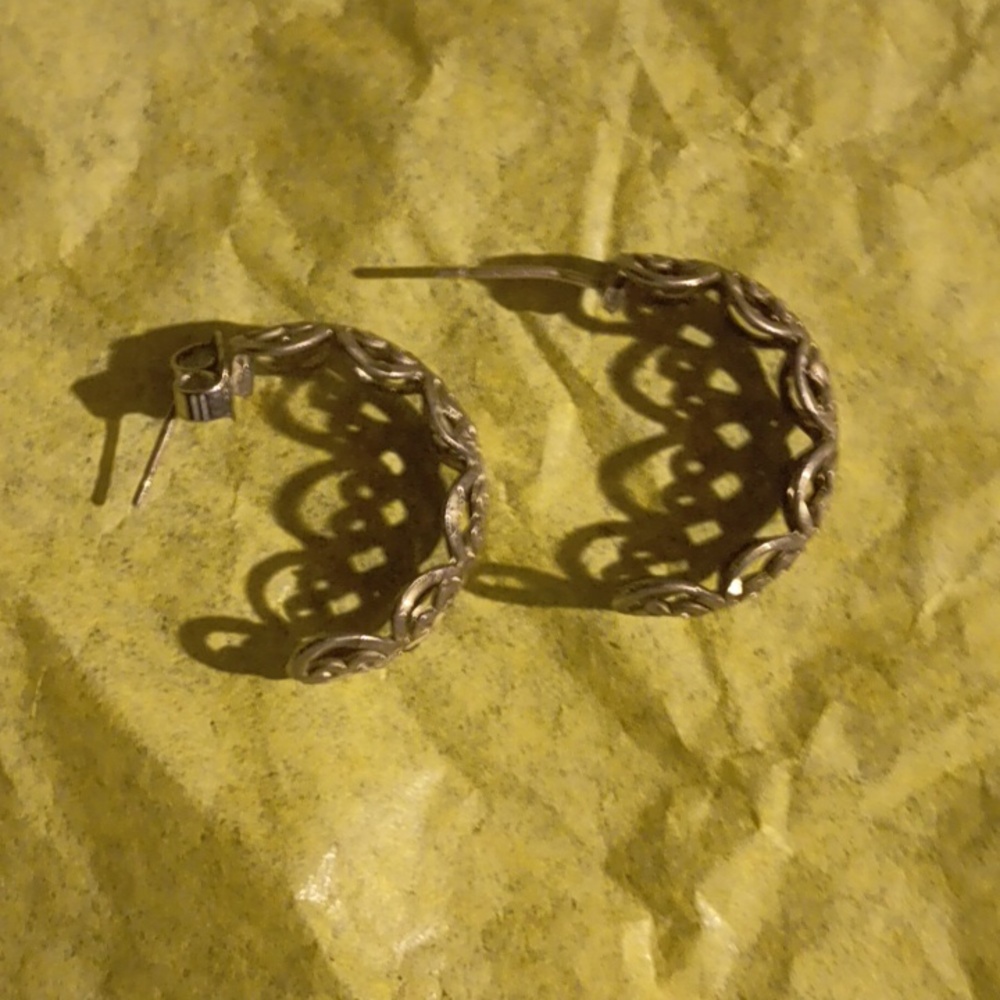 925 Silver half moon pierced earrings - Picture 5 of 5